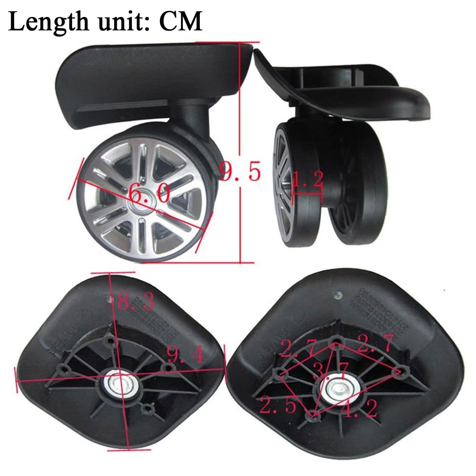 Heavy Duty Universal Luggage Wheel Replacement - 1 Pair Durable Suitcase Casters for Travel Bags & Rolling Cases - Perfect for Broken Wheel Repair, Airport Luggage, and Business Travel Accessories
