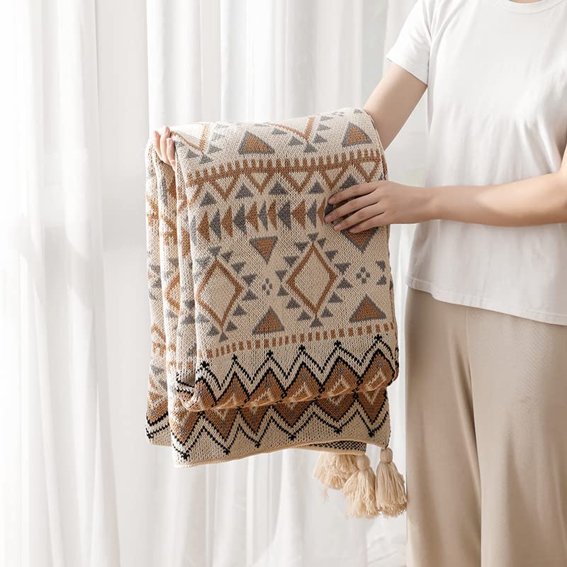 Domion Boho Nordic Luxury Thickened Office Air Conditioning Blanket - Soft Knitted Throw for Legs, Shawl & Nap - 59