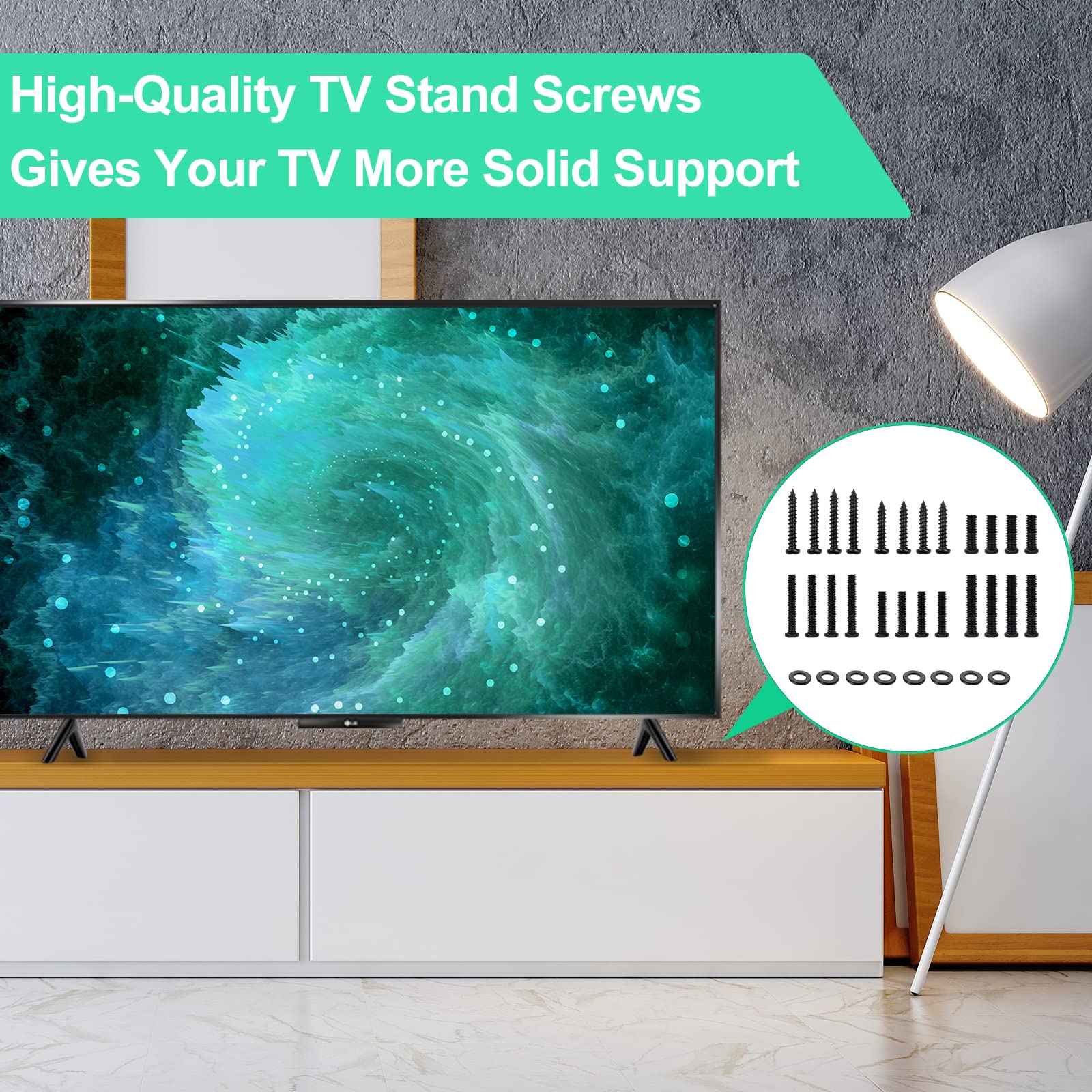 Universal TV Stand Screws and Washers Kit - Compatible with Westinghouse, JVC, Pioneer, Philips, Roku TV Mounts - Includes Screws & Washers for Secure TV Leg Installation - Perfect for Home Theater Setup and TV Mounting Projects