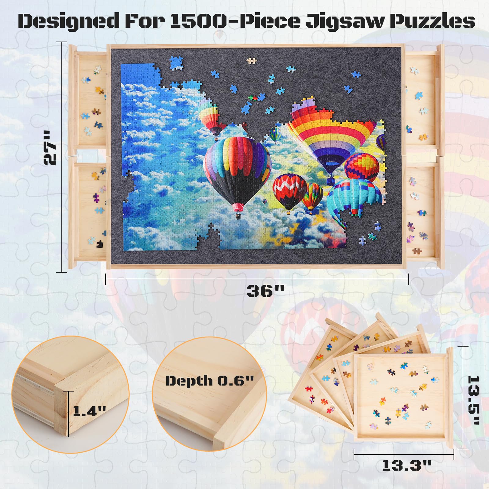 1500 Piece Rotating Puzzle Board with 4 Drawers - 27