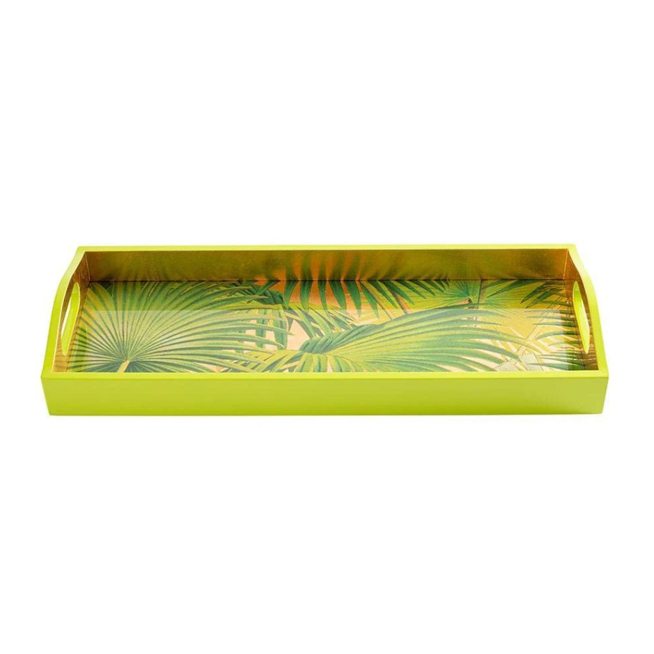 Handcrafted Palm Fronds Lacquer Bar Tray - Elegant Serving Tray for Cocktails, Appetizers & Home Decor | Perfect for Entertaining, Wedding Gifts & Coastal Style Decor
