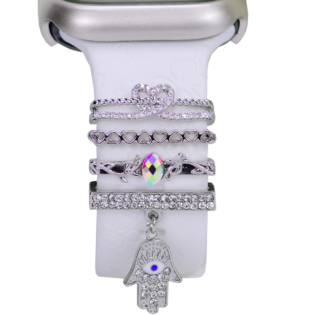 Elegant Watch Band Charms & Decorative Rings - Compatible with Apple Watch 49mm 45mm 44mm 42mm 41mm 40mm 38mm, Samsung Galaxy Watch 5/Pro/4 & Fitbit - Stylish Metal Jewelry Accessories for Women - Perfect for Daily Wear, Work & Special Occasions