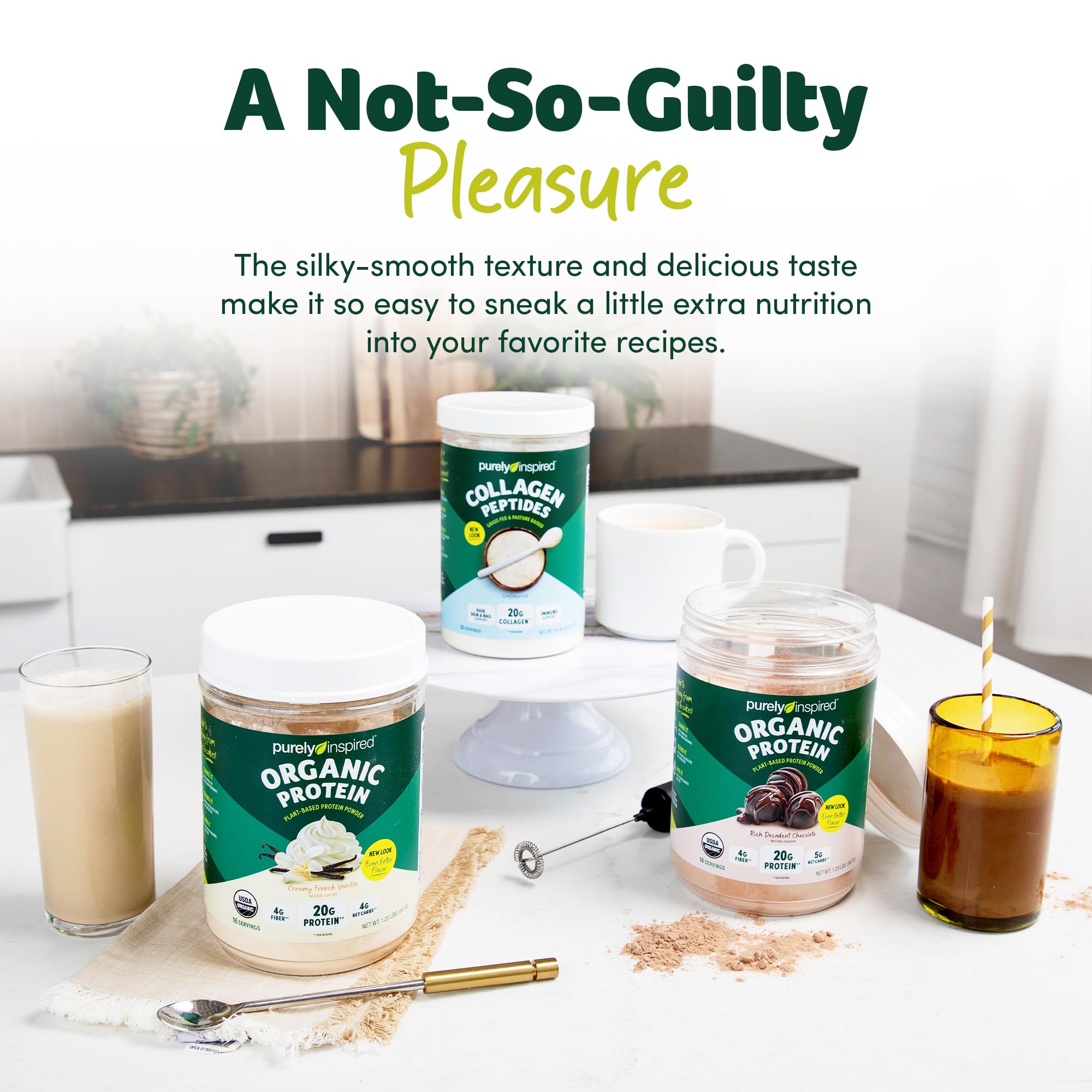 Purely Inspired Organic Vegan Plant-Based Protein Powder for Men & Women - Rich Decadent Chocolate Flavor (16 Servings, 20g Pea Protein) - Dairy-Free, Gluten-Free Protein Powder for Smoothies, Shakes & Post-Workout Recovery - Perfect for Fitness Enthusiasts & Healthy Lifestyle