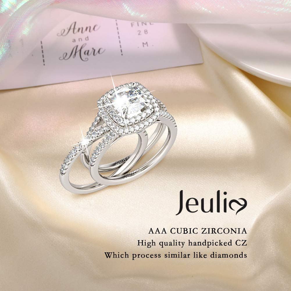 Jeulia 925 Sterling Silver Women's Classic Band Ring Set - Elegant Wedding, Engagement, Anniversary & Promise Rings for Bridal Jewelry | Perfect for Proposals, Bridal Parties & Special Occasions
