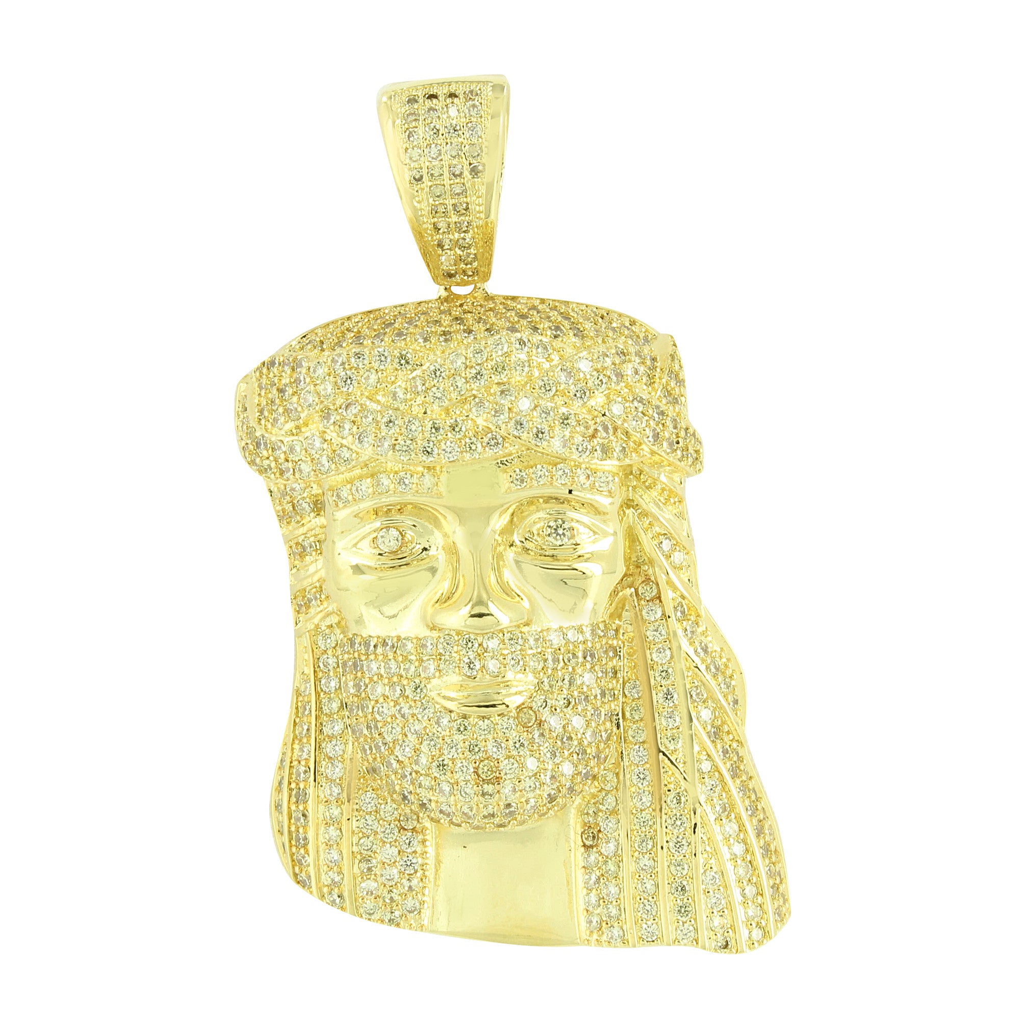 14K Gold Plated Yellow Lab Diamond Jesus Pendant Necklace - Religious Cross Charm for Women & Men - Perfect for Church, Baptism & Daily Wear