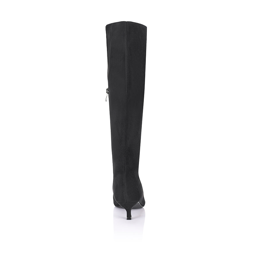 Lucila Women's Knee High Boots - Black Micro Suede - Stylish & Comfortable for Fall & Winter Fashion, Office Wear & Night Out