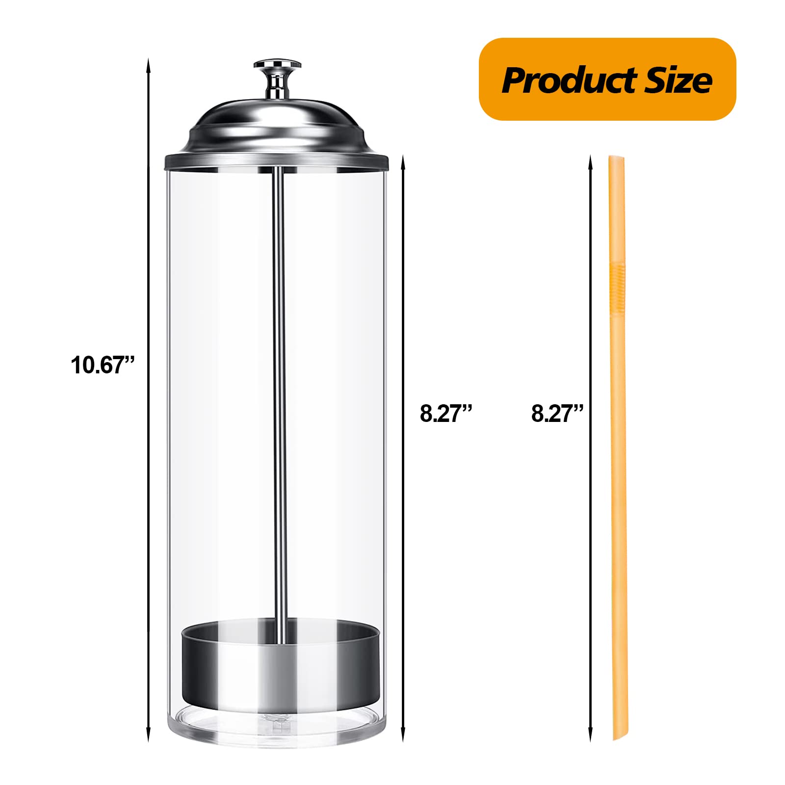 Straw Dispenser for Kitchen - Pop Up Straw Holder with 100 Plastic Straws Included - Perfect for Restaurants, Parties, and Home Use