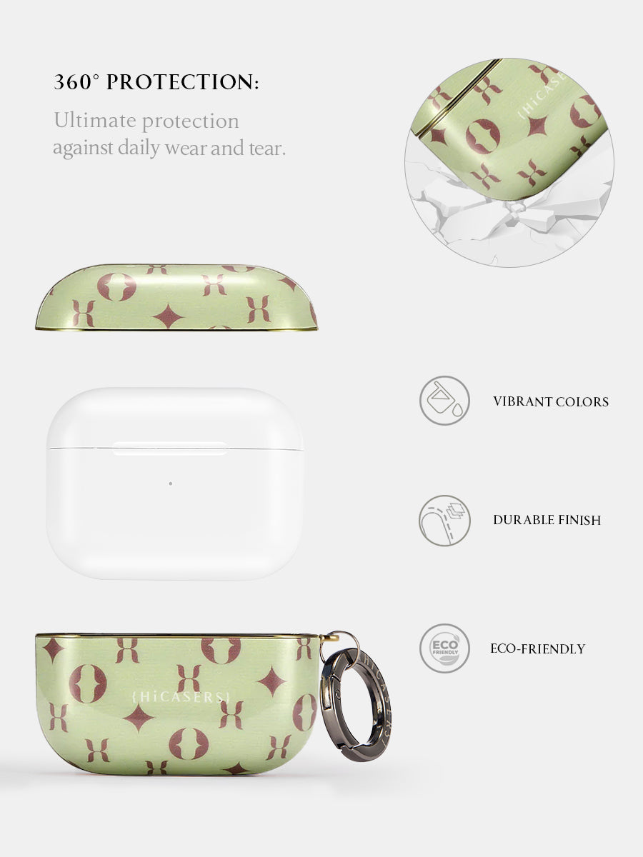Premium Apple AirPods Case with Logo - Pale Sage Green Protective Cover for AirPods 1/2/3 & Pro | Slim Fit, Shockproof Design for Daily Use, Travel & Gym
