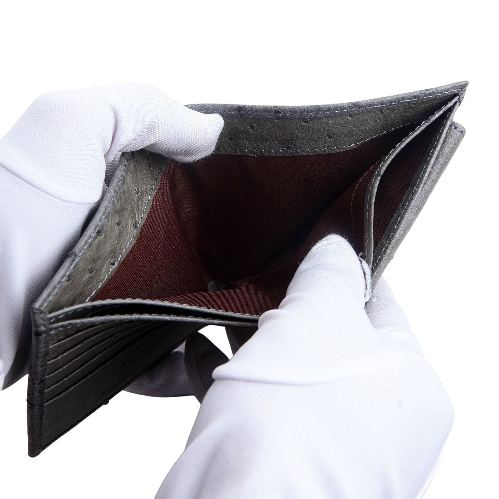 Genuine Ostrich Skin Leather Wallet for Men - Premium Grey Luxury Bifold Wallet - Perfect for Everyday Use, Business & Travel