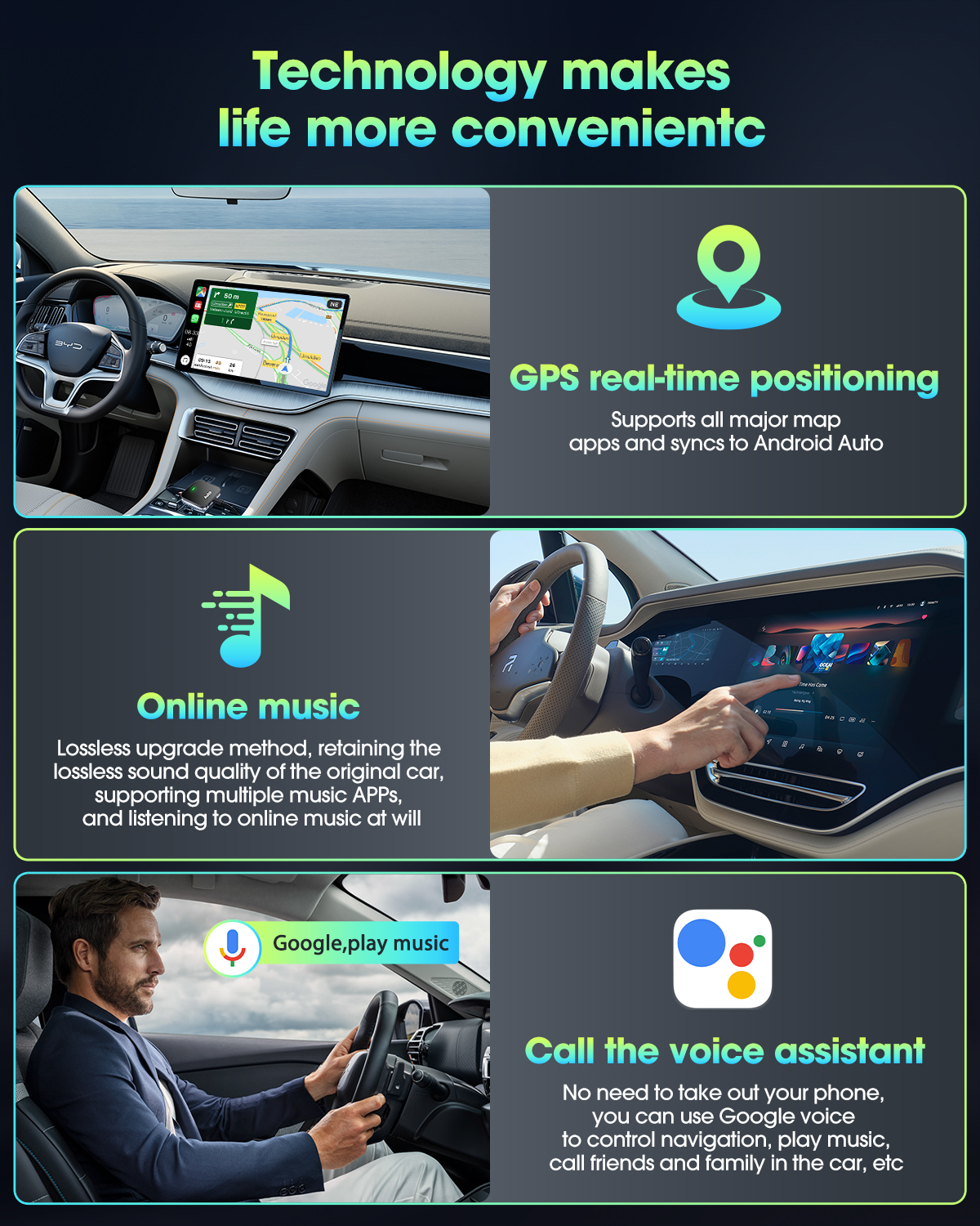 Wireless Android Auto Car Adapter - Plug & Play for OEM Factory Wired Android Auto - Seamless Smartphone Connectivity for Music, Maps & Calls While Driving