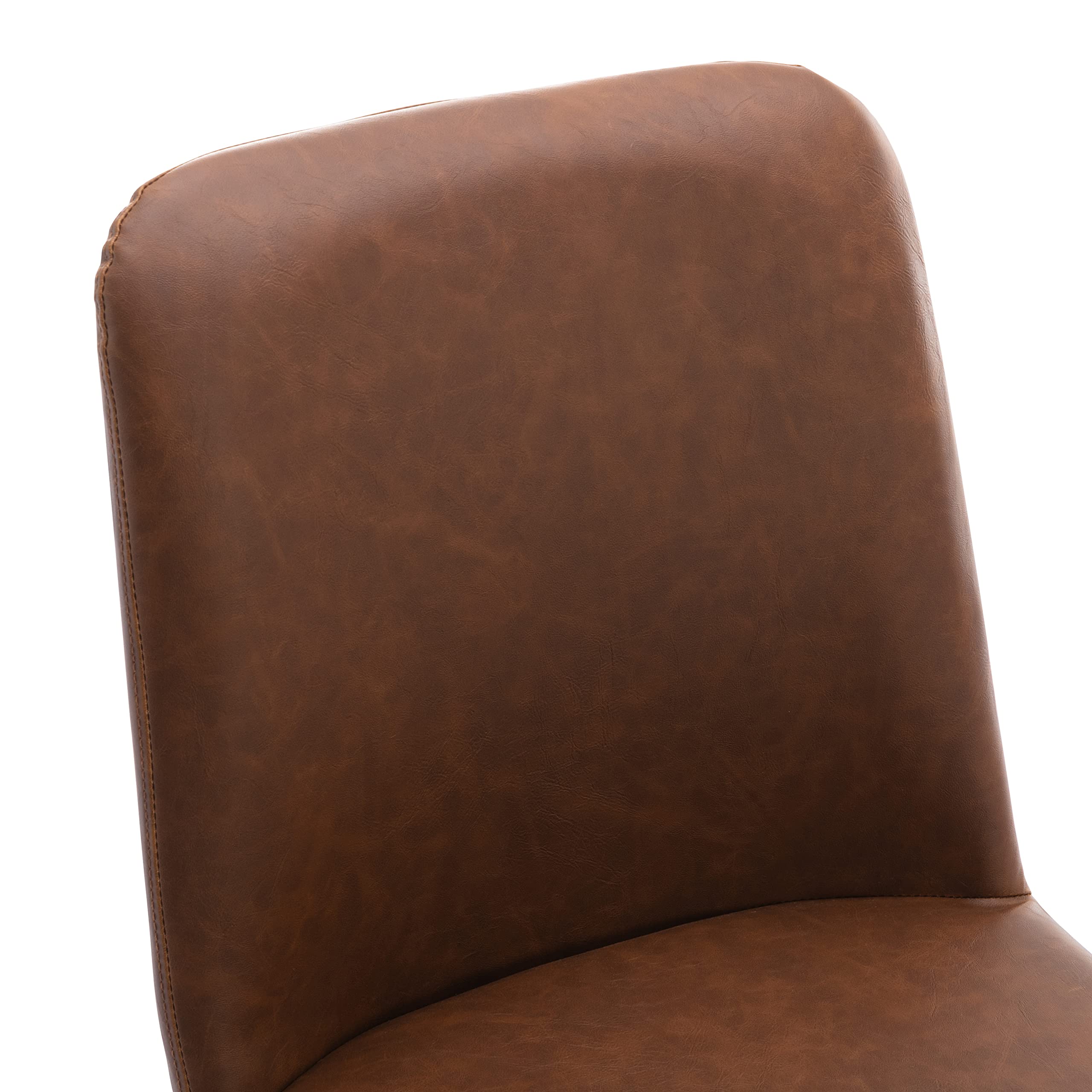 2-Piece Modern High Back Dining Chairs Set - Faux Leather Upholstered Armless Side Chairs for Dining Room & Living Room - Brown - Perfect for Small Spaces, Kitchen Nooks & Apartment Dining Areas