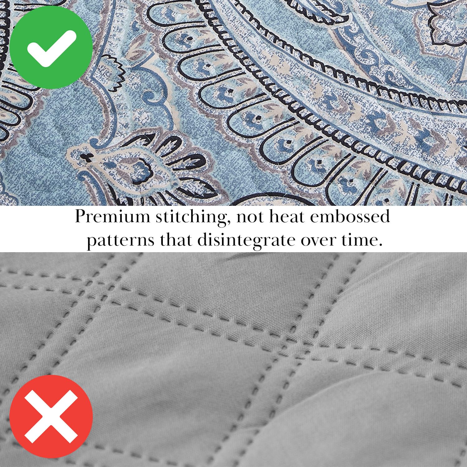 Southshore Fine Living XL Twin Boho Quilt Set - Floral Paisley Bedspread with Matching Sham in Pure Melody Aqua | Lightweight Bohemian Bedding for Guest Rooms, Dorms & Cozy Bedroom Decor