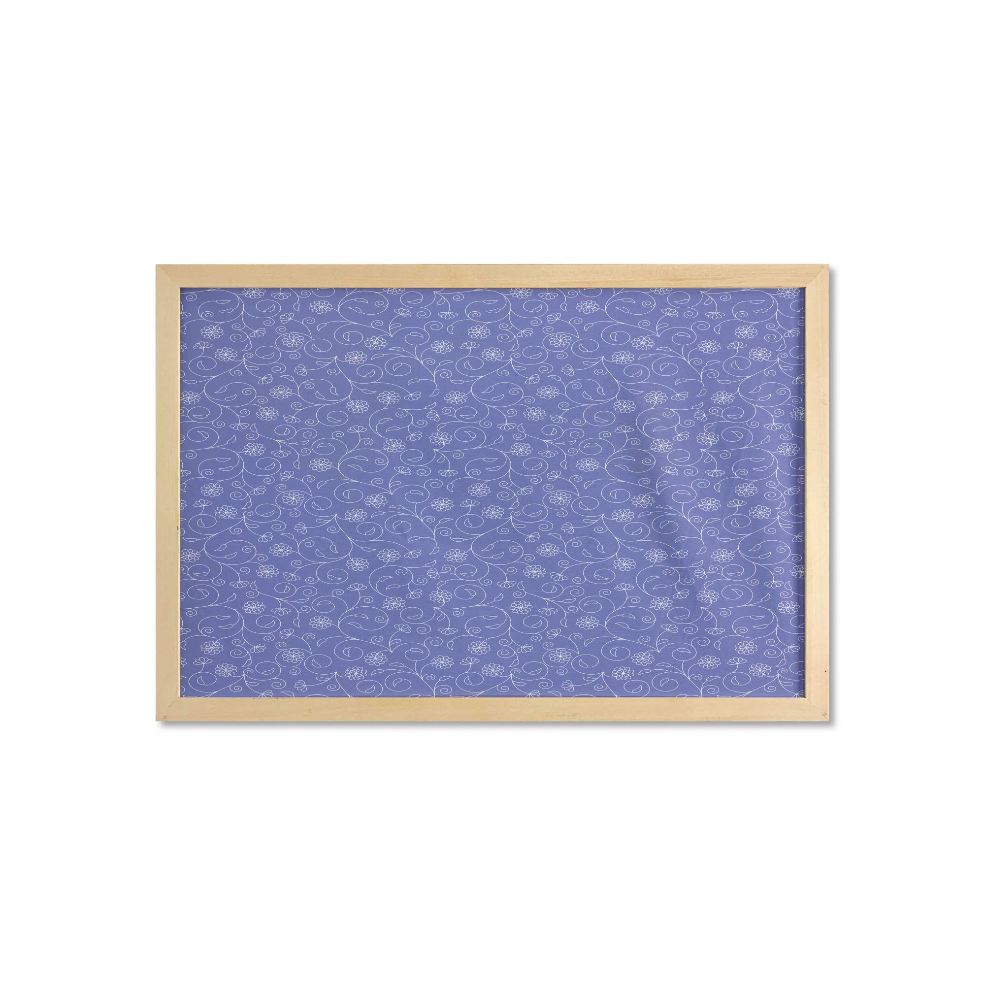 Ambesonne Floral Wall Art with Frame - Modern Abstract Leaves & Flowers Print, Blue & White Bicolor Fabric Poster 35