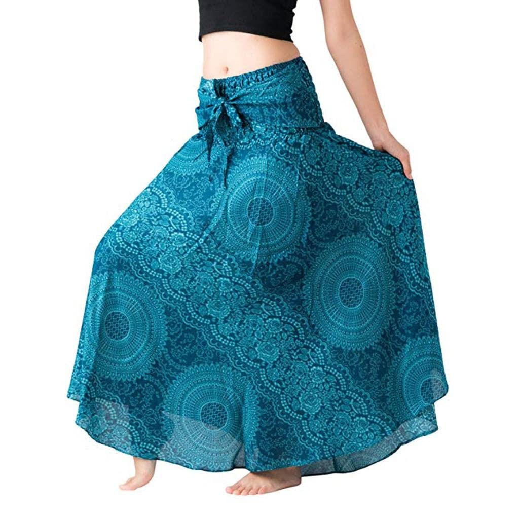 Women's Bohemian Elastic Waist Maxi Skirt - Floral Print Chiffon Long Skirt with Puffy Hem | Perfect for Summer Festivals, Beach Vacations & Boho Chic Outfits