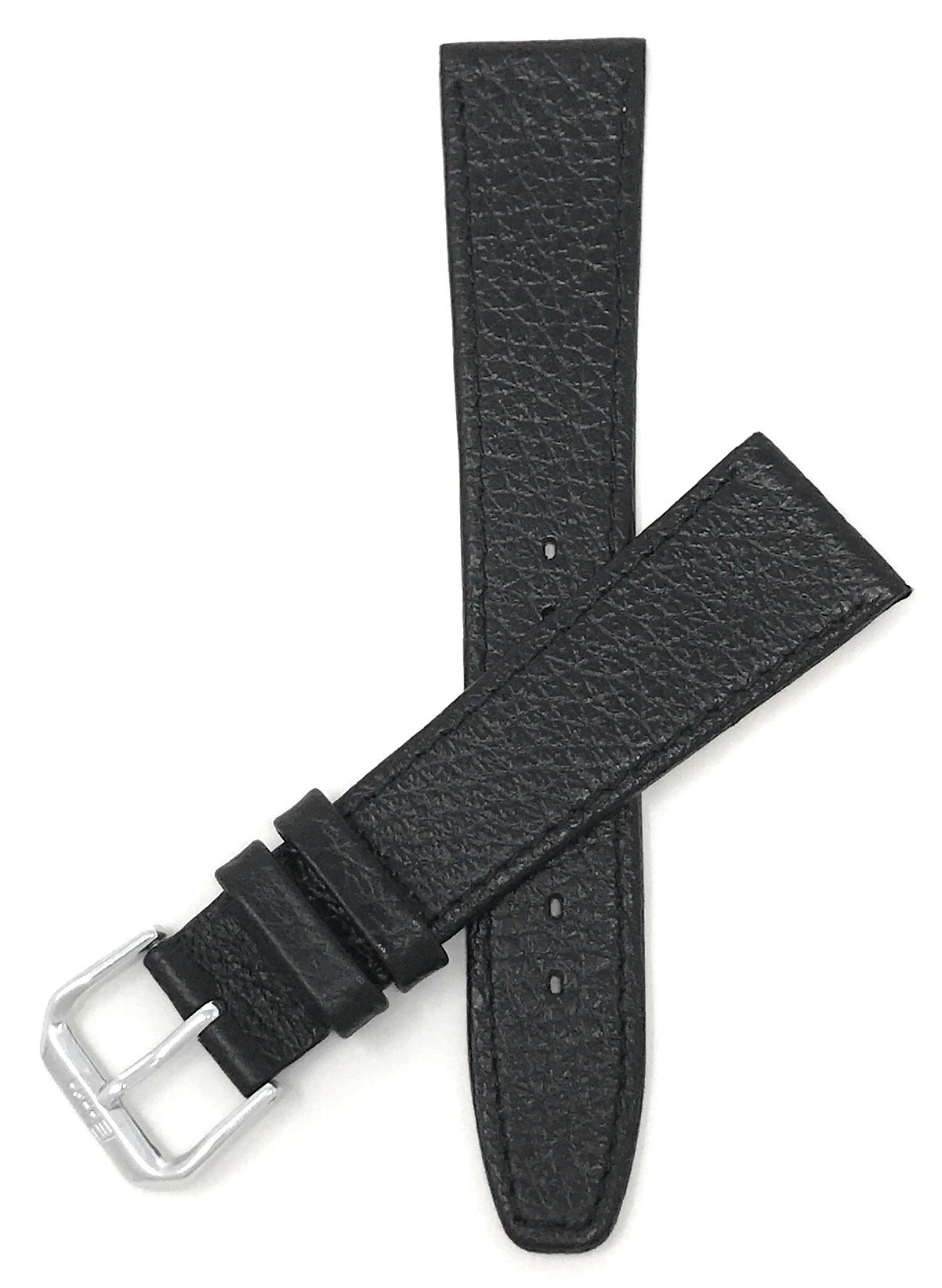 Bandini Extra Long (XL) 22mm Italian Genuine Leather Watch Band Strap - Black Buffalo Grain - Slim Replacement Watchband for Men | Perfect for Dress Watches & Formal Occasions