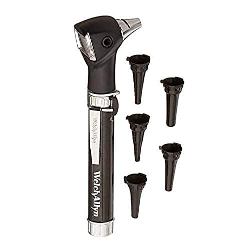 Welch Allyn Pocket Fiber Optic Otoscope Black (22840) - Professional Ear Exam Tool for Doctors, Nurses & Home Use - Perfect for Pediatric Checkups, Ear Infection Diagnosis & ENT Clinics