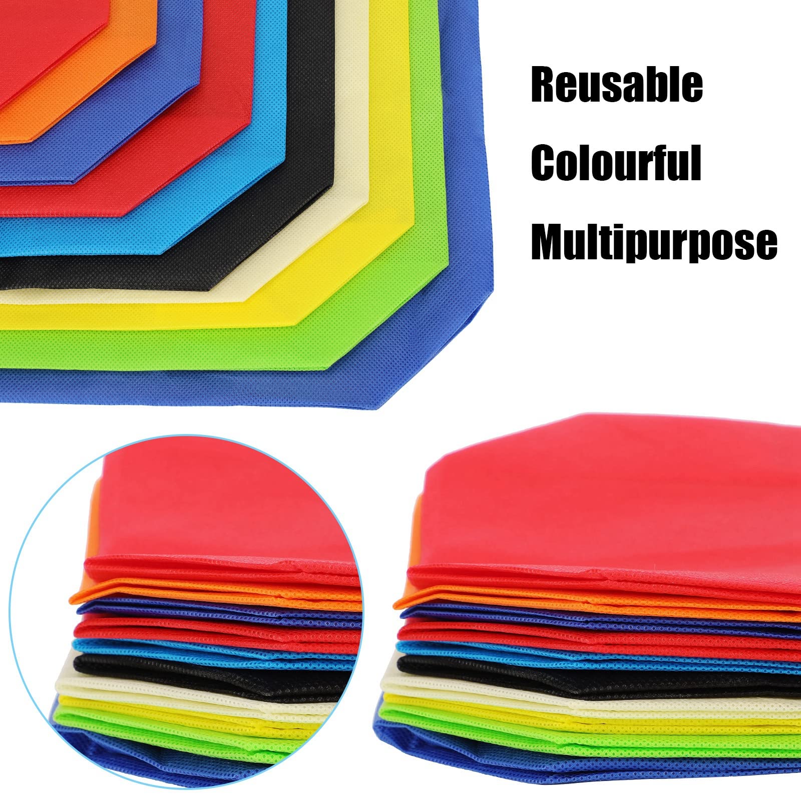 60 Pack Reusable Non-Woven Tote Bags with Handles - 14