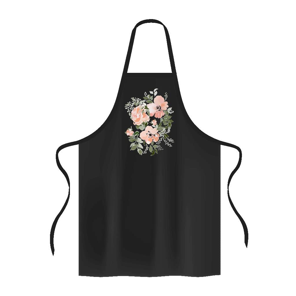 Romantic Floral Print Kitchen Apron - Cute Plants Chef Apron for Women - Perfect for Cooking, Baking & Gardening