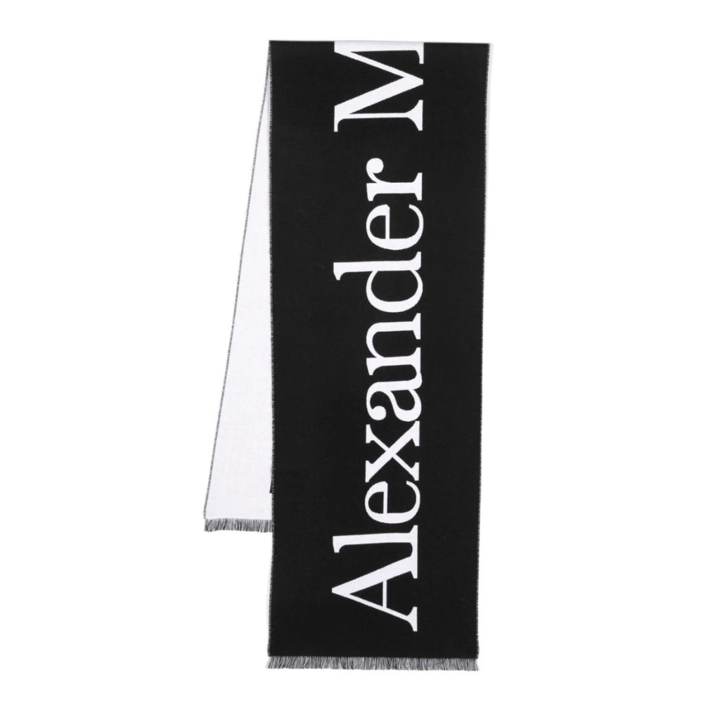 ALEXANDER McQUEEN Black and White Luxury Scarf - Premium Cashmere Wrap for Women, Perfect for Winter Fashion, Office Wear & Gift Giving