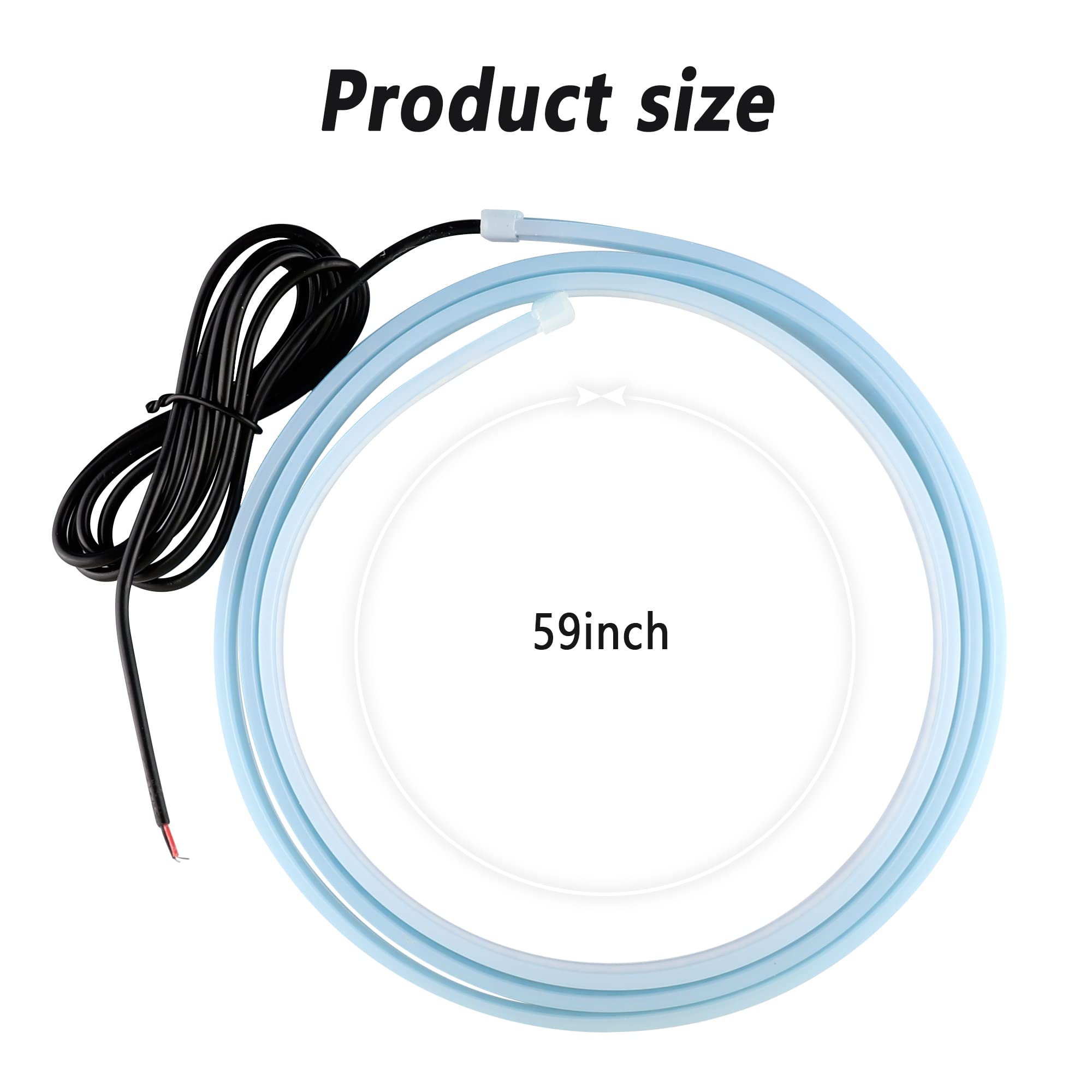 Waterproof 59-Inch White LED Hood Light Strip - Universal Monochromatic Car Exterior Lighting Accessory for Cars, Trucks & SUVs - Perfect for Off-Roading, Night Driving & Car Customization