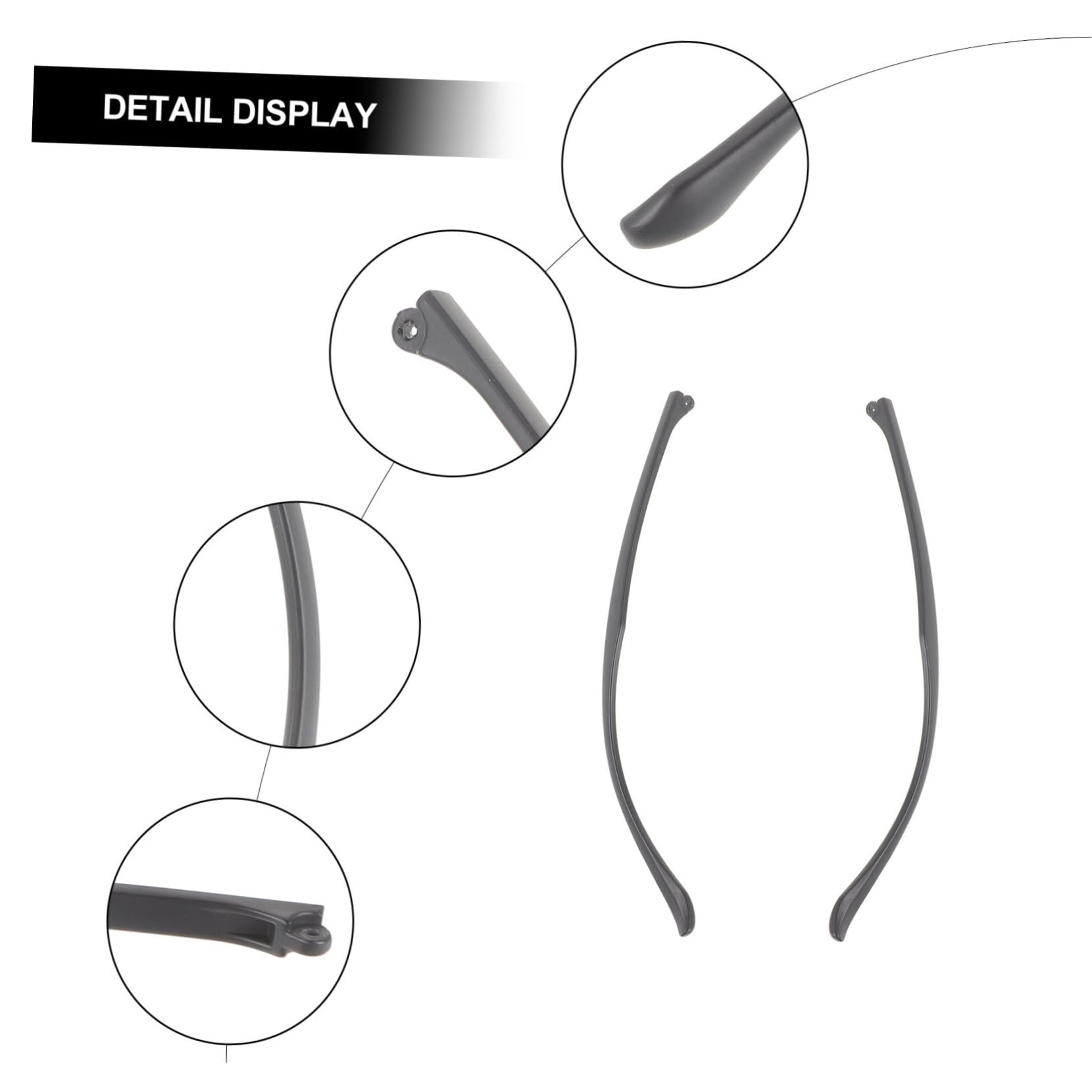 Lurrose Universal Glasses Replacement Arms - 1 Pair Black Glasses Accessories for Eyeglass Frame Repair | Perfect for Reading, Driving, and Daily Use