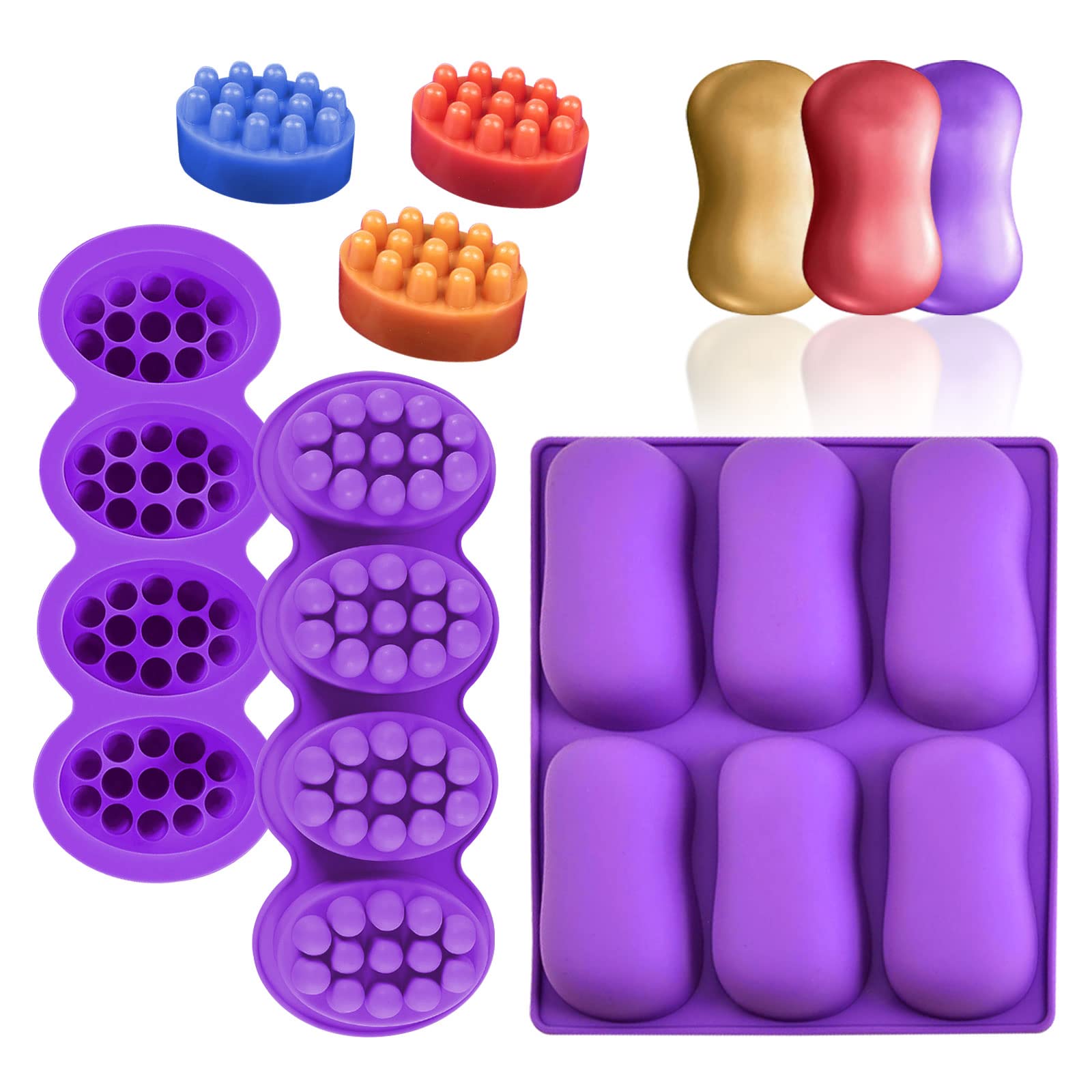 2 Pack 3D Silicone Soap Molds for Handmade Soap, Lotion Bars, Bath Bombs & Candles - Reusable Baking Molds for Chocolate, Pudding & Jelly Cake - Perfect for DIY Crafts, Home Spa & Gift Making