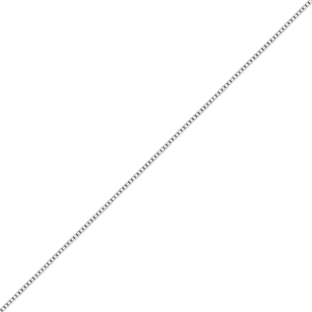 14K White Gold Box Chain Necklace for Women & Men - Solid Italian Crafted Durable Jewelry - Shiny Flawless Link Design (16