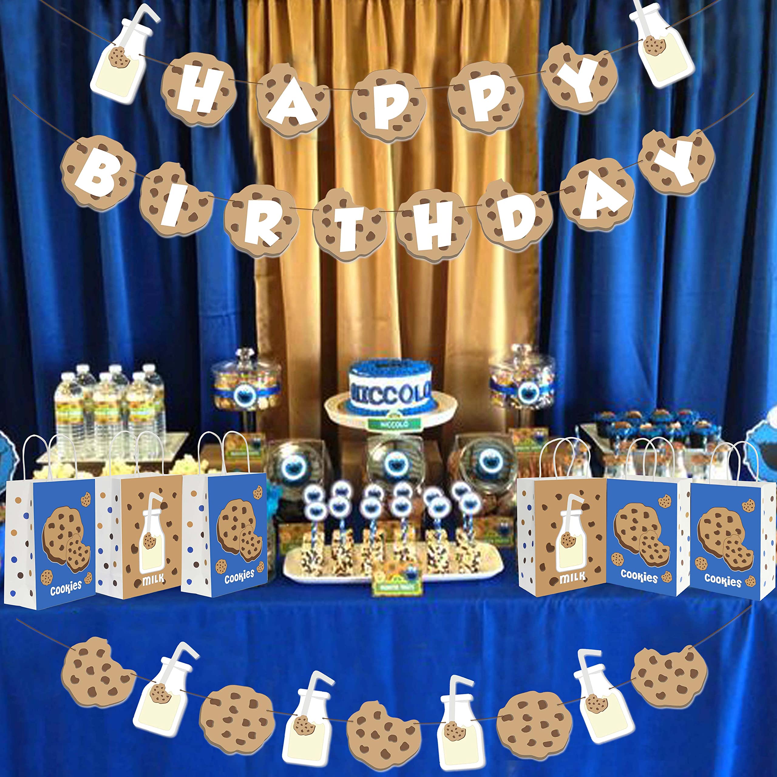 Lsaepon Milk & Cookies Birthday Party Favor Bags - 16 Pack Cookie and Milk Theme Gift Bags for Kids, Baby Showers, Birthday Parties - Perfect for Party Favors, Goodie Bags, and Sweet Treats