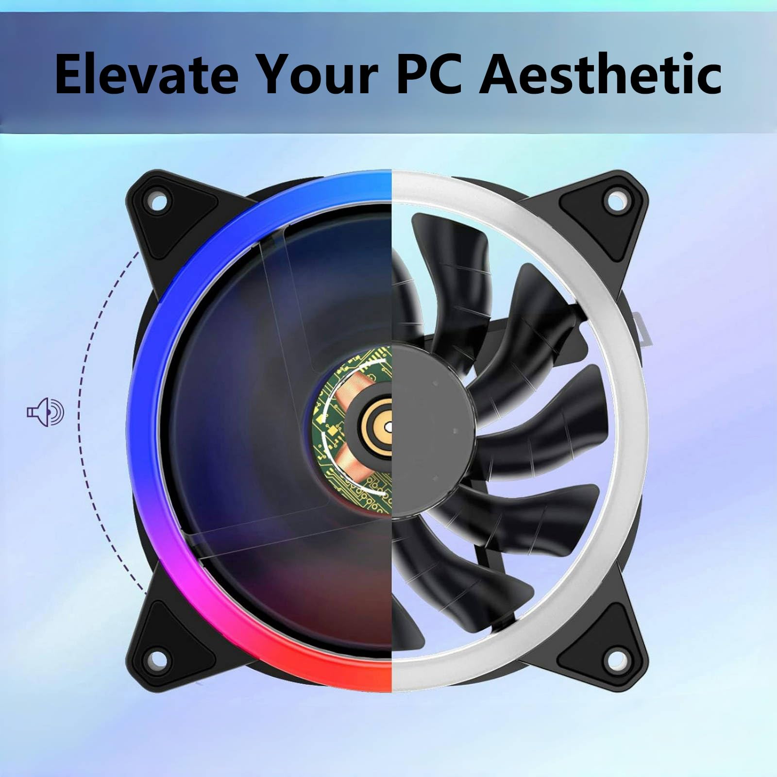 upHere Gaming 120mm RGB LED Case Fan - Ultra Quiet Triple Pack (F03) for PC Cooling & Custom Builds | Perfect for Gaming Rigs, Workstations & High-Performance PCs