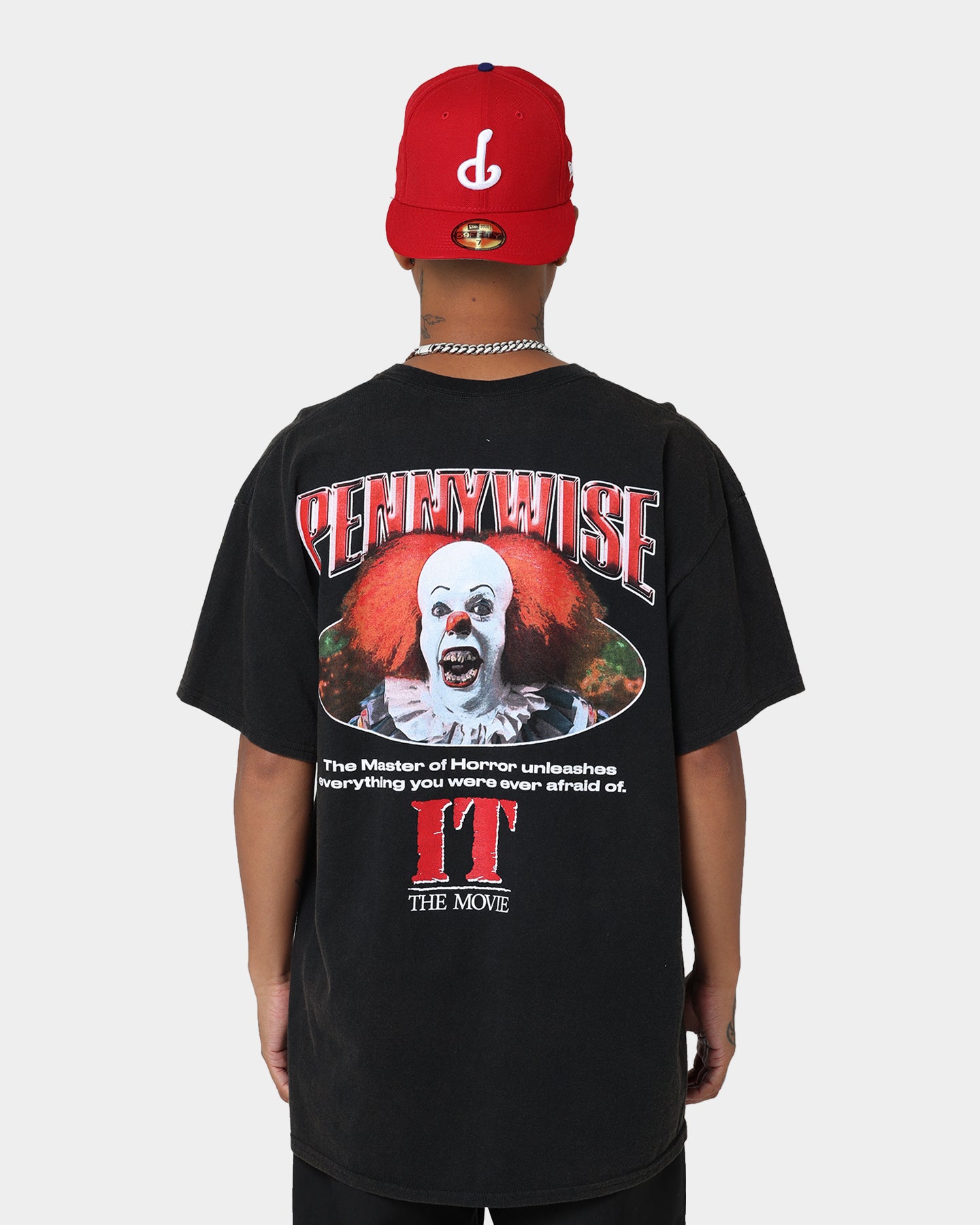 American Thrift X IT Pennywise Vintage T-Shirt - Black Wash Distressed Style | Horror Movie Fan Merch, Cosplay & Casual Streetwear