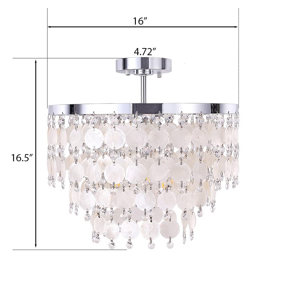 TOCHIC Modern Capiz Shell Chandelier - 16