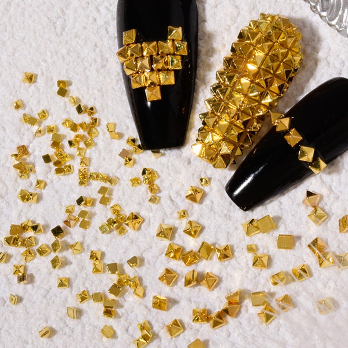 Punk Nail Rivets 3 Sizes - Gold Flatback Spike Studs for DIY Manicure & Nail Art
