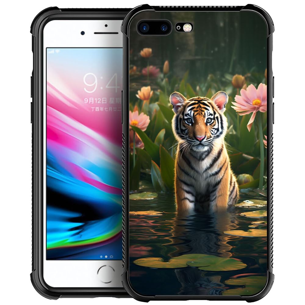**Forest Tiger Lotus iPhone 8/SE 2020 Case - Shockproof Anti-Scratch Hard PC Back Cover for Girls - Perfect for Daily Use, Travel & Outdoor Activities**
