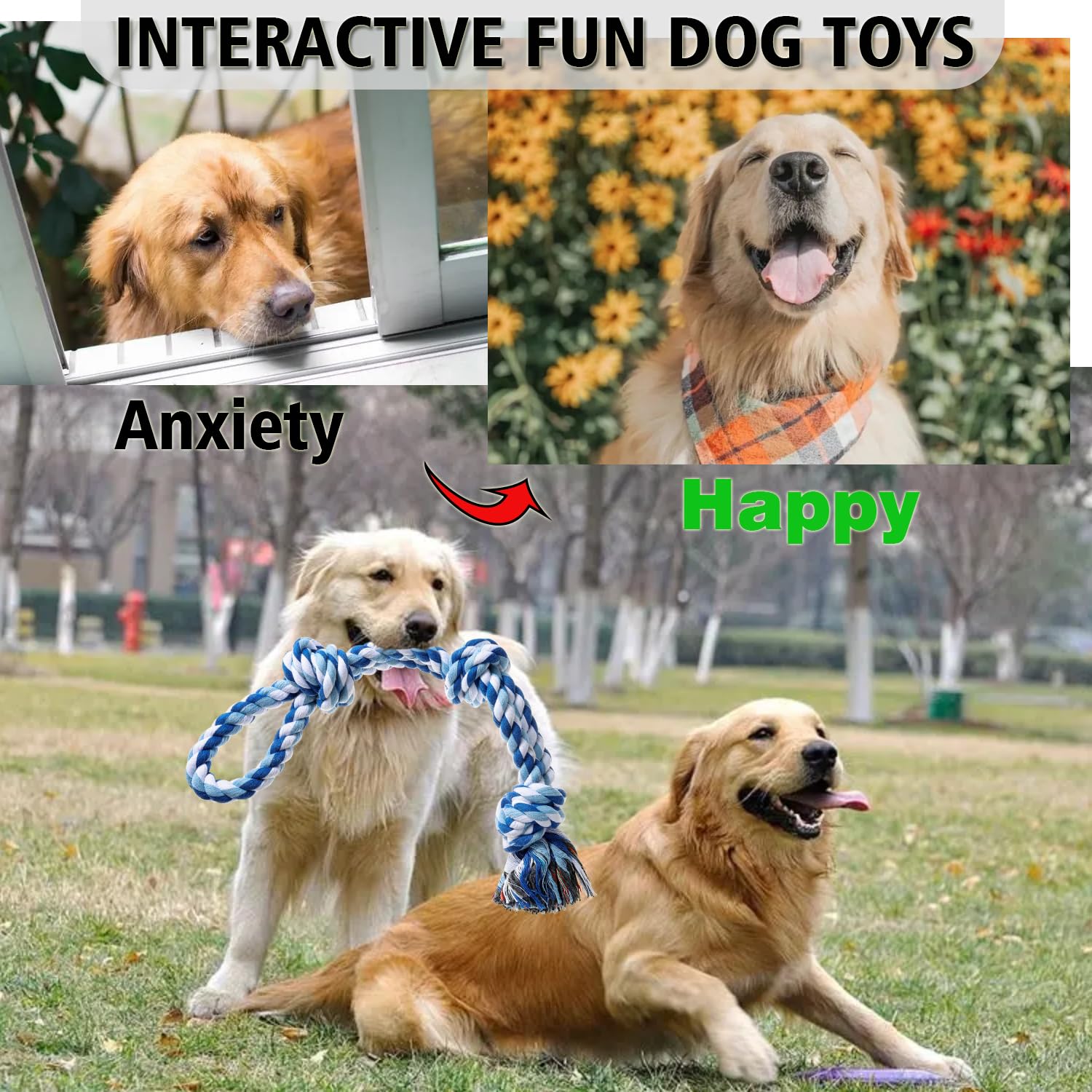 Durable Indestructible Dog Rope Toys for Aggressive Chewers - Tough Puppy Teething Chew Toys for Small to Large Breed Dogs | Dental Cleaning & Tug of War Play | Perfect for Boredom Relief, Training & Interactive Playtime