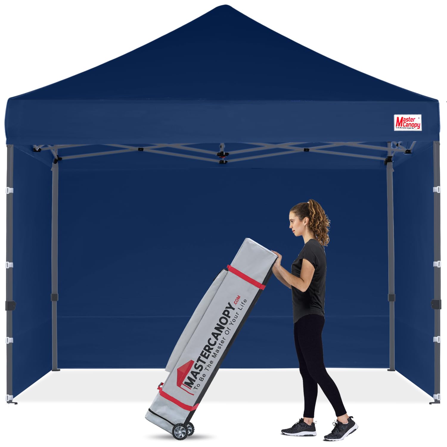 MASTERCANOPY Heavy Duty 10x10 Pop-Up Canopy Tent with Removable Sidewalls - Navy Blue Waterproof Outdoor Shelter for Camping, Picnics, Beach & Backyard Parties