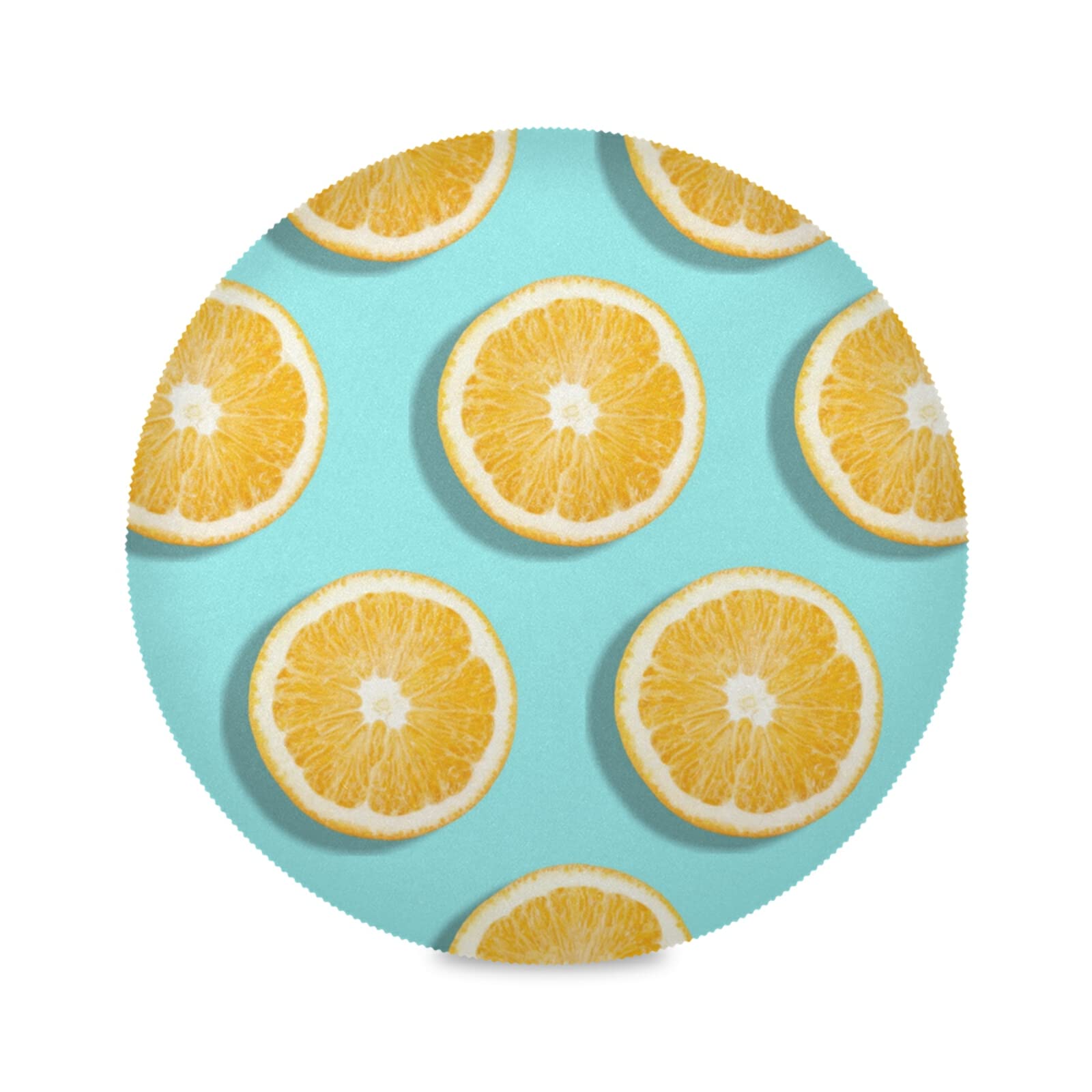 Xigua 4-Pack Heat-Resistant Round Placemats for Dining Table - Washable, Stain-Resistant Kitchen Table Mats with Fresh Orange Slice Design | Perfect for Daily Meals, Dinner Parties & Home Decor
