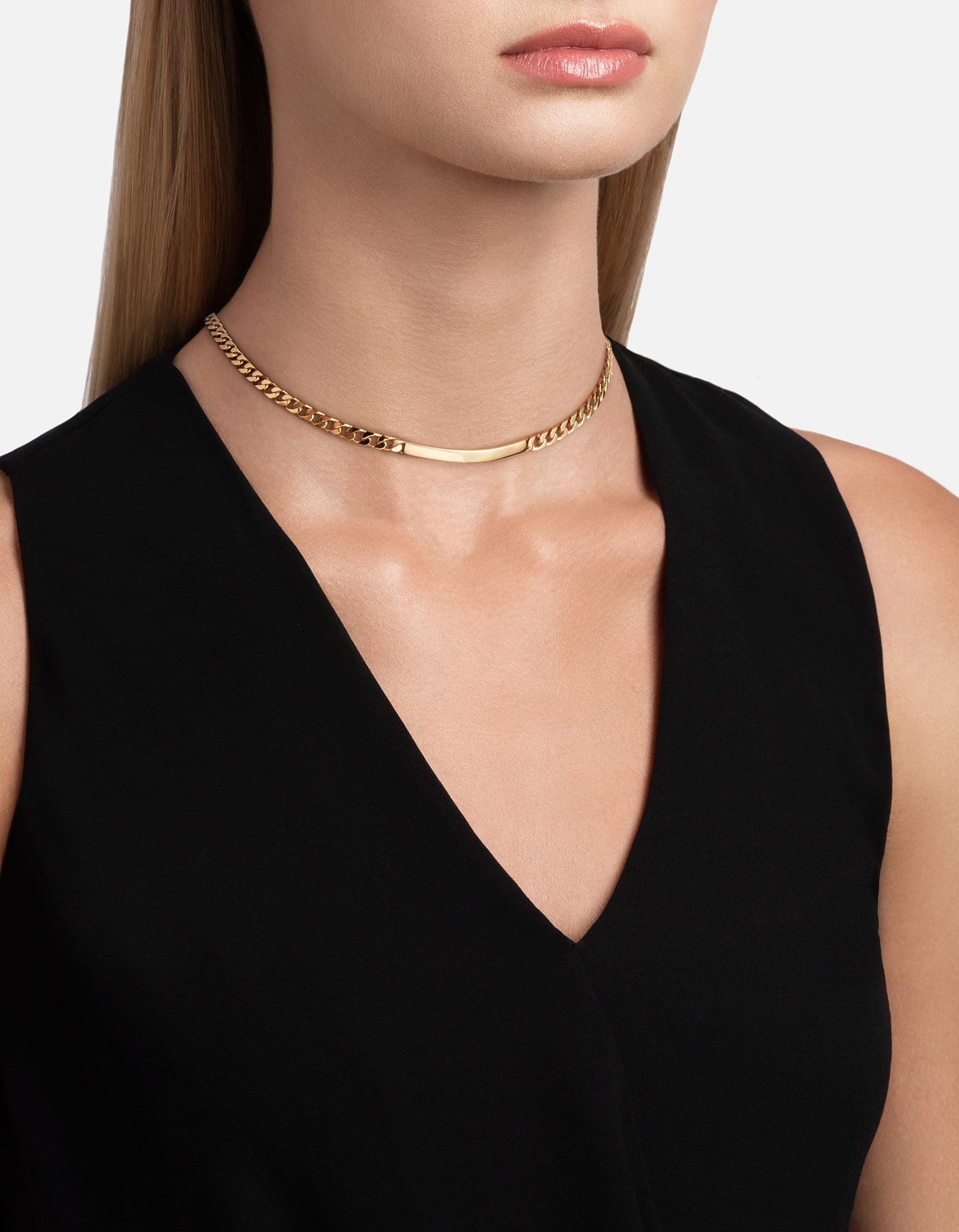 4mm ID Cuban Chain Choker Necklace - 14K Gold Vermeil Plated Stainless Steel - Perfect for Women's Fashion, Layering & Gift Giving