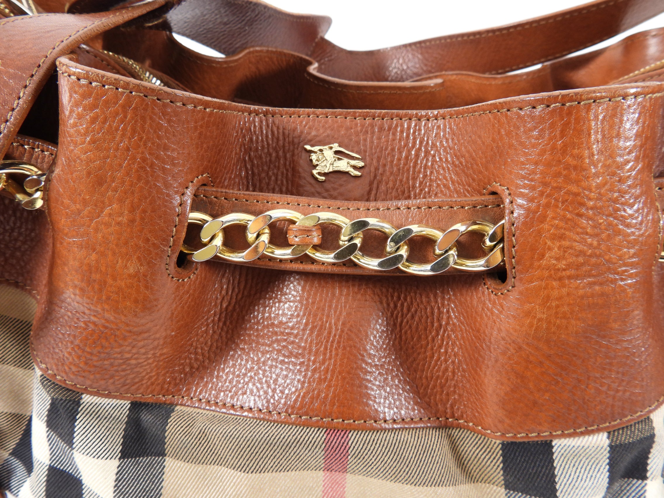 Burberry Margaret Brown Nova Check Chain Shoulder Bag - Luxury Designer Crossbody Purse for Women | Perfect for Work, Travel & Evening Events