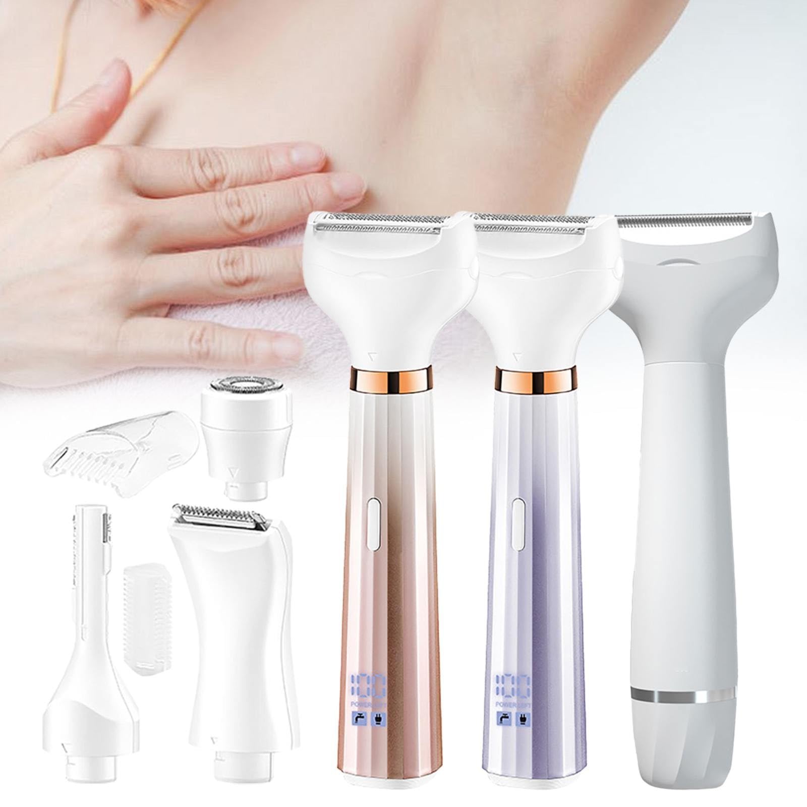 5 in 1 Electric Shaver Razor for Women - Painless Hair Remover for Face, Nose, Eyebrow, Armpit, Legs & Bikini Area | Rose Gold | Perfect for Travel, Gym & Daily Grooming