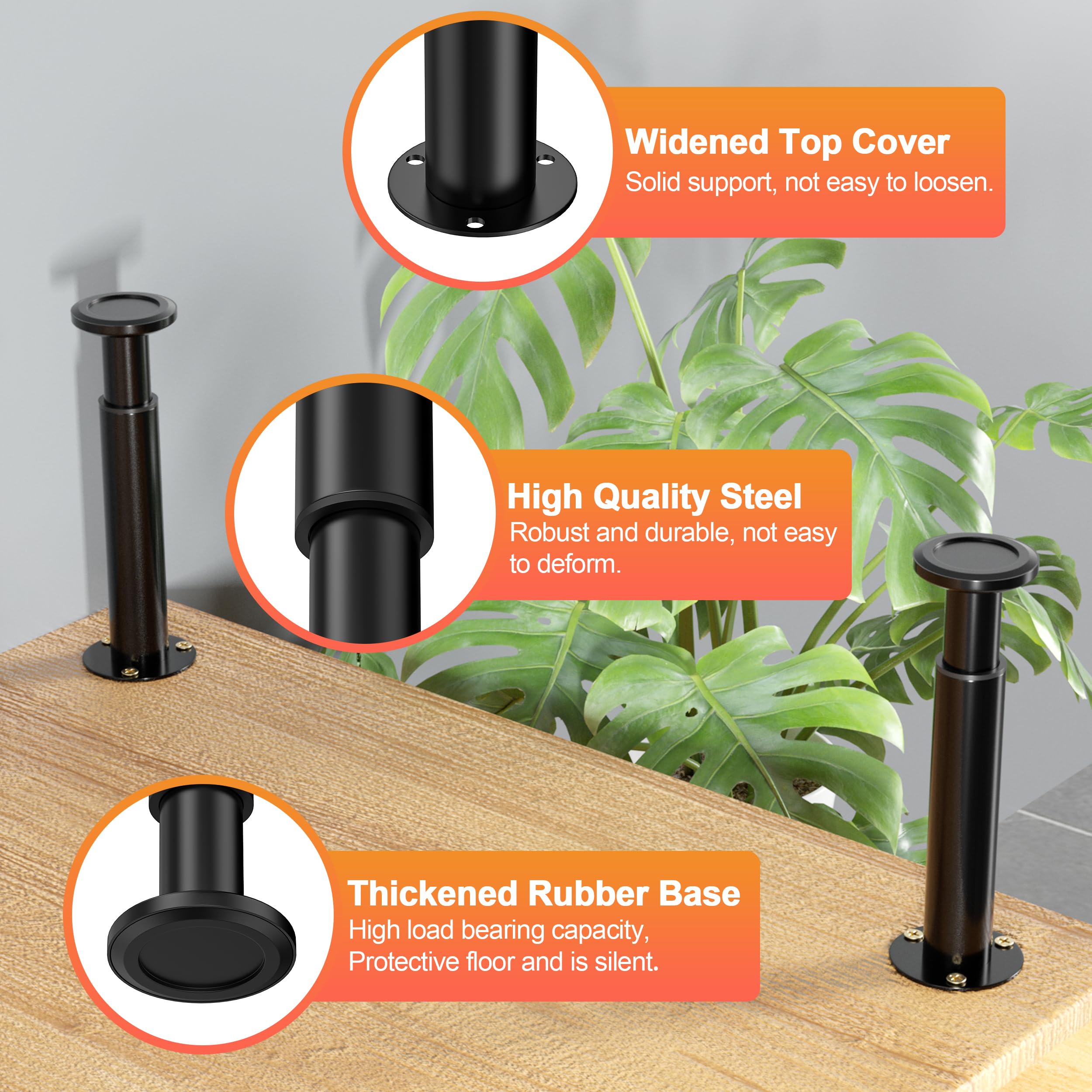 4 Pcs Adjustable Bed Center Support Legs 7.08-12.2 Inch - Heavy Duty Metal Furniture Legs for Bed Frame, Cabinet, Sofa, Dresser, Couch & Table - Perfect for Bed Slat Support & Furniture Replacement (Ideal for Home, Office & Dorm Use)