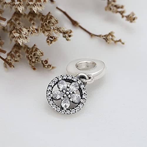Pandora Style 925 Sterling Silver Rose Zircon Pendant - Rose Gold Charm Bead for Bracelet & Necklace Jewelry Making - Perfect for Women's Gifts & Everyday Wear