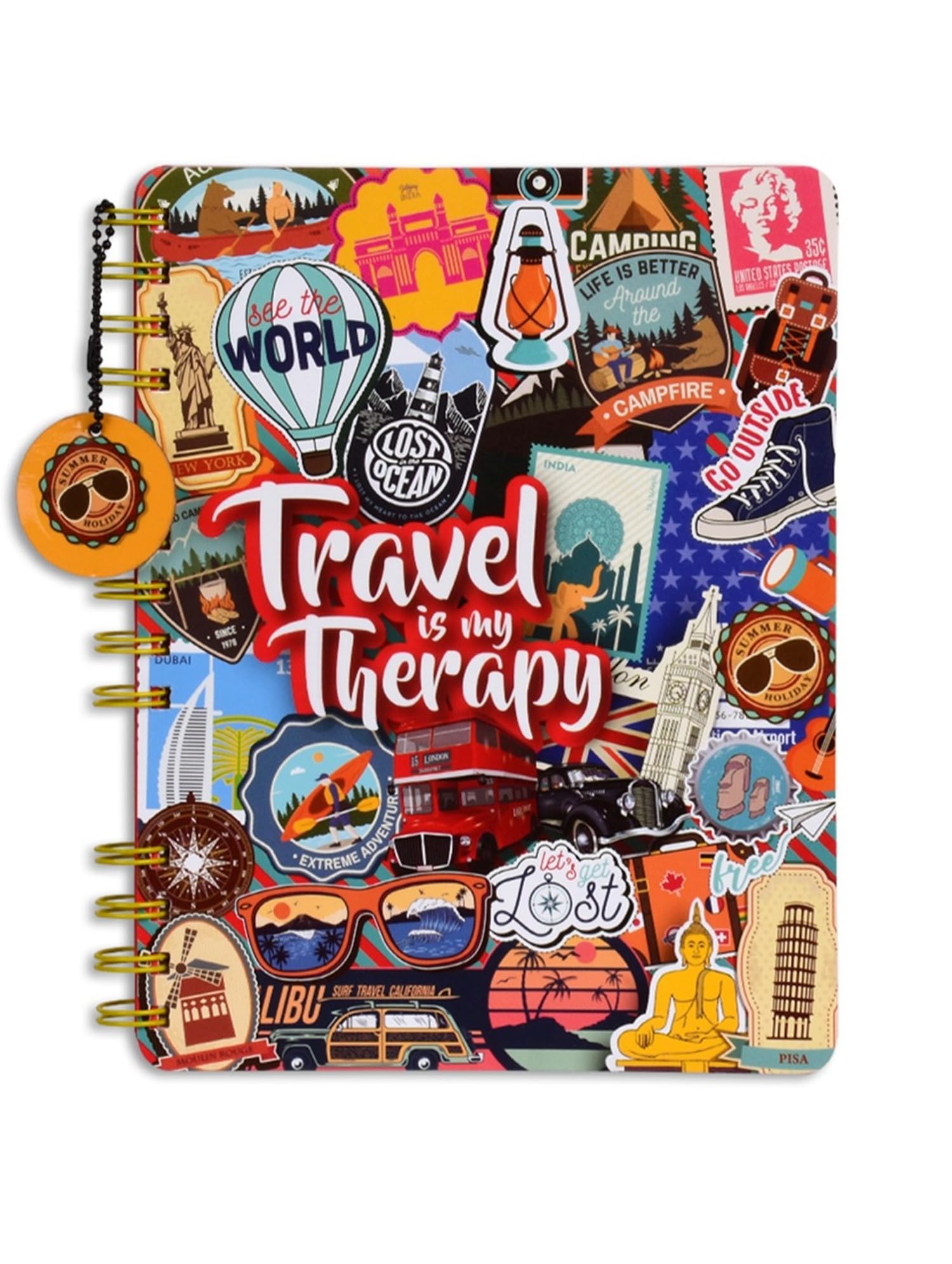 DOODLE Hardbound Spiral Travel Journal - B5 Size with 160 Undated Ruled Pages | 80 GSM Acid-Free Paper | Includes Bookmark Dangler & 100+ Stickers | Lays Flat for Comfortable Writing | Perfect for Travel Diaries, Adventure Logs & Memory Keeping (India Travel Edition)