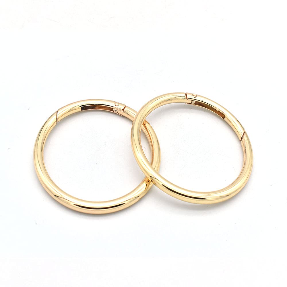 Rose Gold Metal Spring Snap Hook Rings (2pcs) - Durable Round Gate O Rings for Purses, Handbags, Wallets & DIY Crafts - Perfect for Bag Closures, Keychains & Jewelry Making