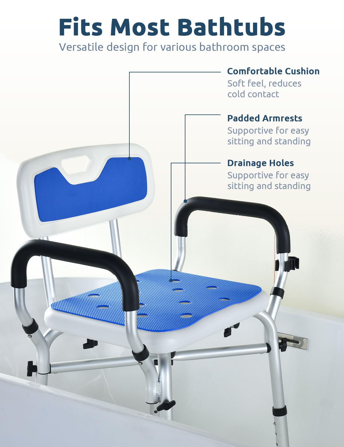 **BRITULIF Adjustable Shower Chair for Elderly & Disabled – 6 Height Options, Durable Aluminum Tubing – Safe Bath Seat for Seniors & Adults – Ideal for Bathroom Safety & Mobility Assistance**    *(Use Cases: Perfect for elderly care, post-surgery recovery, disability support, and safe bathing at home.)*