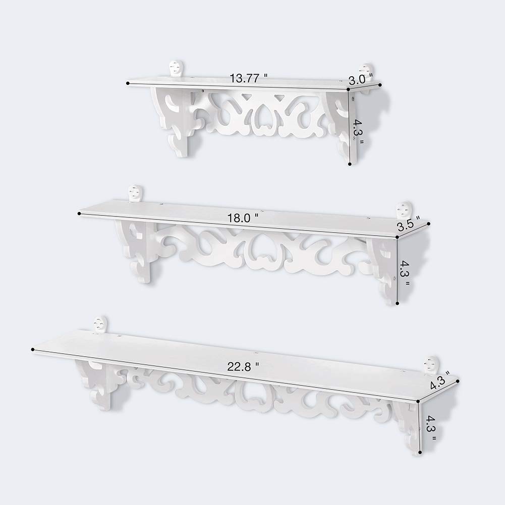 3-Piece Floating Shelves Set - Rustic Wood & Plastic Wall Shelves for Books, Decor & Storage | Perfect for Living Room, Bedroom & Office Organization
