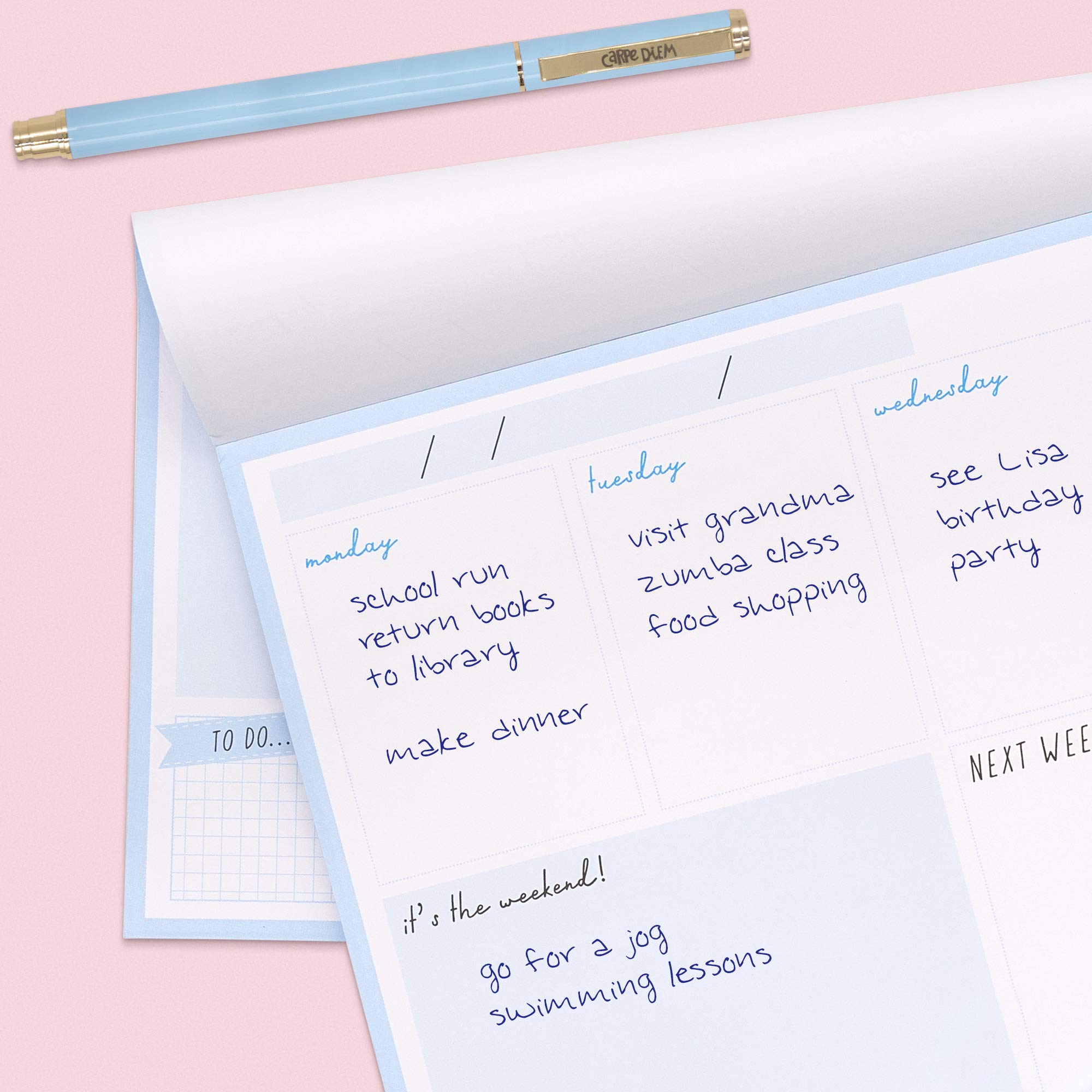 Pukka Pad Carpe Diem Weekly Planner Notebook - Sky Blue A5 Planner for Students, Office & Productivity | Perfect for Scheduling, Goal Setting & Daily Organization