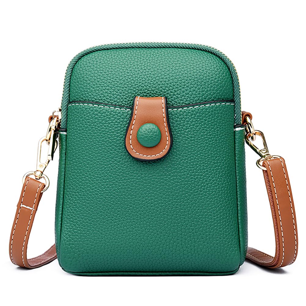 Genuine Leather Crossbody Bag for Women - Vintage Small Shoulder Purse with Phone Pocket | Lightweight & Stylish Everyday Wallet Bag for Work, Travel & Shopping