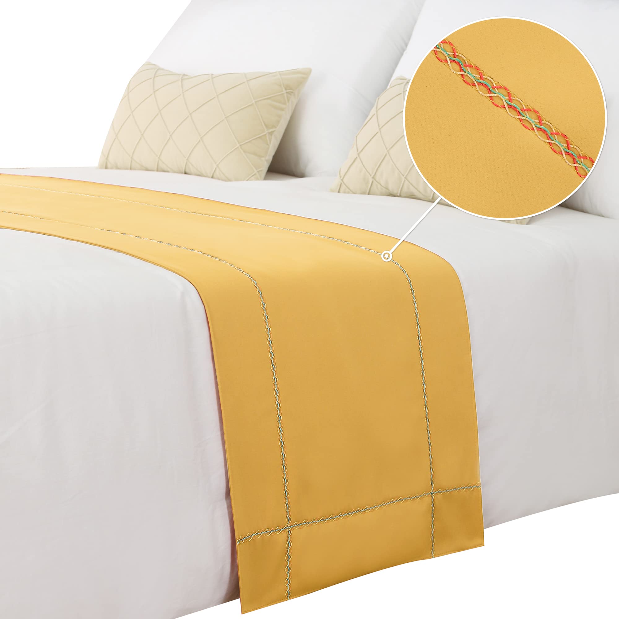 Gold Bed Runner 260x50cm - Luxury King Size Bed Throw for Foot of Bed, Elegant Bedding Scarf for Bedroom, Hotel & Wedding Decor - Perfect for Master Bedrooms, Guest Rooms & Special Occasions