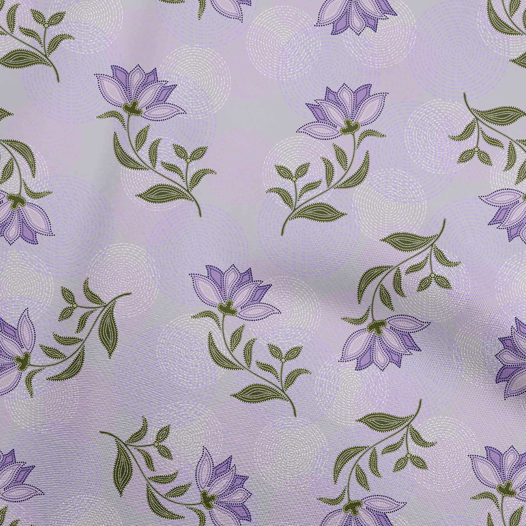 Premium Cotton Cambric Fabric with Lavender Dotted Floral Print - 42 Inch Wide by the Yard - Perfect for Sewing Projects, Quilting, Dressmaking & Home Decor