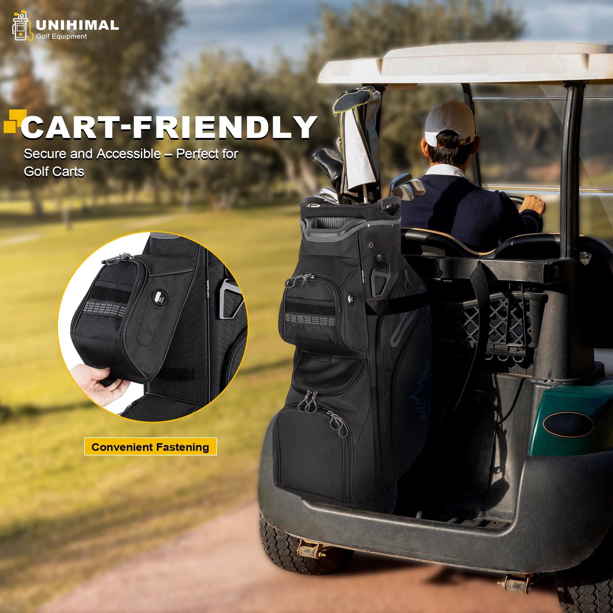Premium 15-Way Golf Cart Bag with Padded Handles & Waterproof Rain Cover - Durable & Lightweight for Golfers - Perfect for Tournaments, Driving Range & Club Storage